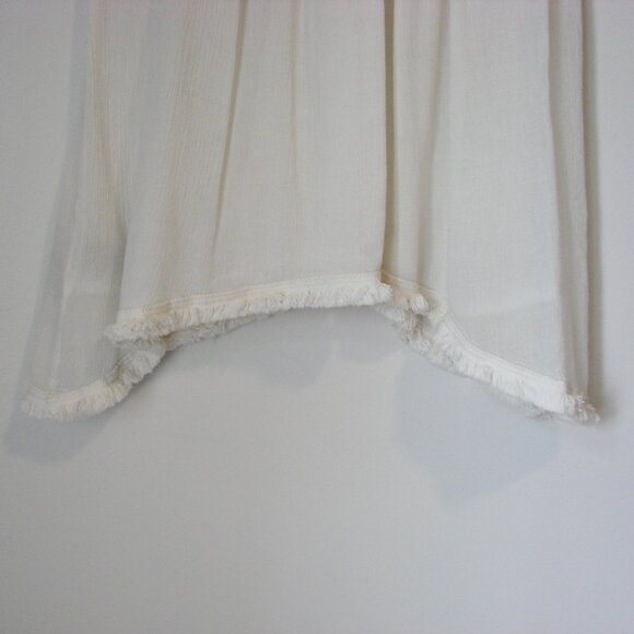 Cream Sleeveless Tank Top Boho Crochet Fringe Babydoll Loose Flowy Size Medium - Picture 10 of 10